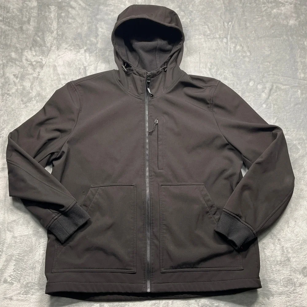 Levi Strauss & Co‎ Softshell Jacket Mens Black Hooded Fleece Lined Full Zip XL